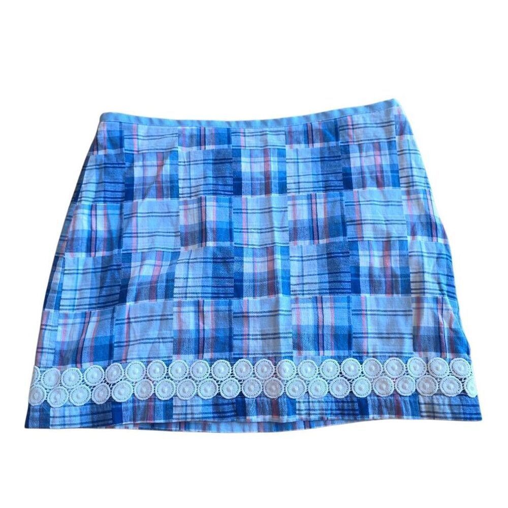 Vineyard vines Sz 8 blue multi harbor madras morning breeze Skirt